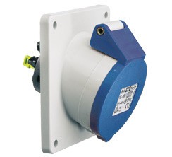 PANEL TOMACORRIENTE DE MONTAJE  EN ANGULO 16A 3P(2P+PE) 200/250V IP44 AZUL RAL 5015
