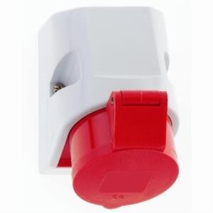 ENCHUFE P/ PARED DE MONTAJE  16A 4P(3P+ PE) 380/415V IP44 ROJO RAL 3000