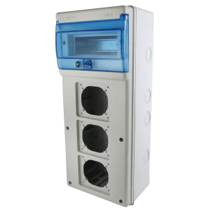 TABLERO DIST ADOS HERM L/H 8 P C/BOR IP65 IK08 215X500X160MM C/3 VENTANAS (P/TOMAS MENNEKES 16A,32A)