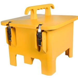 CAJA PORTÁTIL AMARILLO DE GOMA MACIZA EVERGUM CON RIEL DIN DE 12 MÓDULOS CON BORNERA