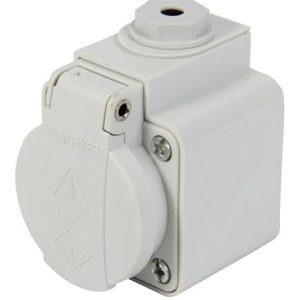 TOMACORRIENTE VISIBLE SCHUKO GRIS 16A 2P+T 250V