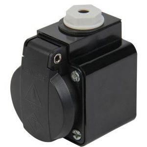 TOMACORRIENTE VISIBLE SCHUKO NEGRO 16A 2P+T 250V