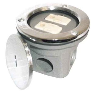 TOMACORRIENTE DE PISO DOBLE 15 AMP CROMADO